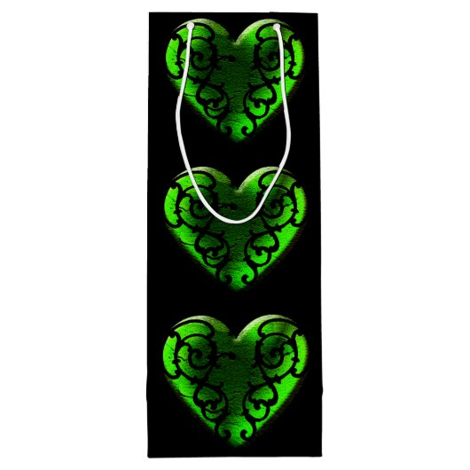 Gothic St. Patrick's Day Green Heart Box Wijn Cadeautas (Achterkant)
