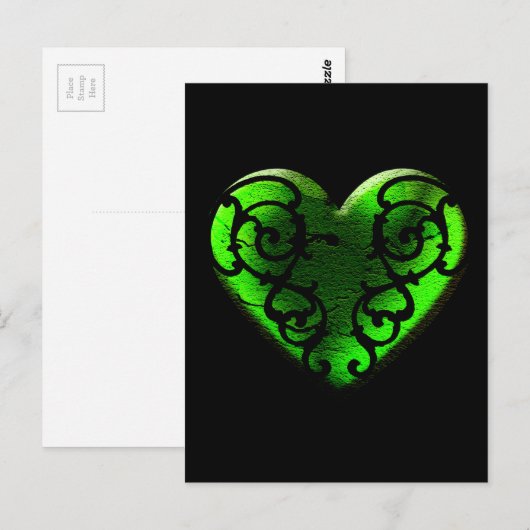 Gothic St. Patrick's Day Green Heart Briefkaart (Voorkant / Achterkant)