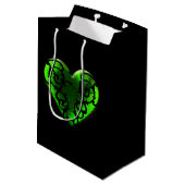 Gothic St. Patrick's Day Green Heart Gift Bag Medium Cadeauzakje (Achterkant Gekanteld)