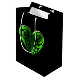 Gothic St. Patrick's Day Green Heart Gift Bag Medium Cadeauzakje