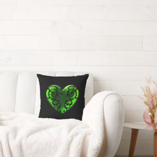Gothic St. Patrick's Day Green Heart Pillow Kussen