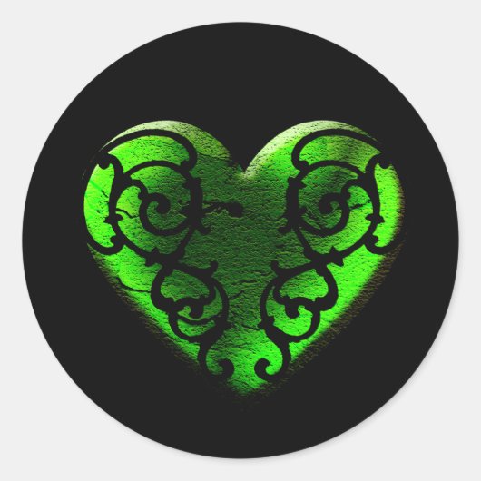 Gothic St. Patrick's Day Green Heart Ronde Sticker (Voorkant)