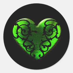 Gothic St. Patrick's Day Green Heart Ronde Sticker