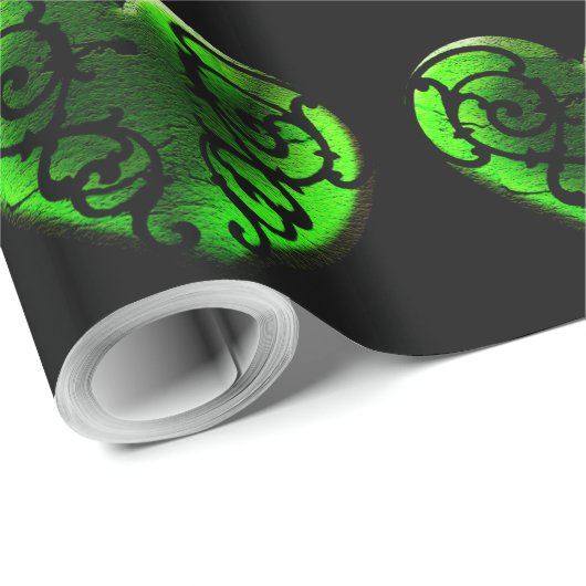Gothic St. Patrick's Day Green Heart Wrapping Pape Cadeaupapier (Rol Hoek)