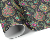 Gothic Stained Glass Christmas Ornament Wrapping  Cadeaupapier (Rol Hoek)