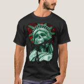 Gothic Statue of Liberty Skull USA Patriot Halowe T-shirt (Voorkant)