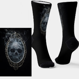 Gothic Steam Roke Skull in Mirror op Black Sokken