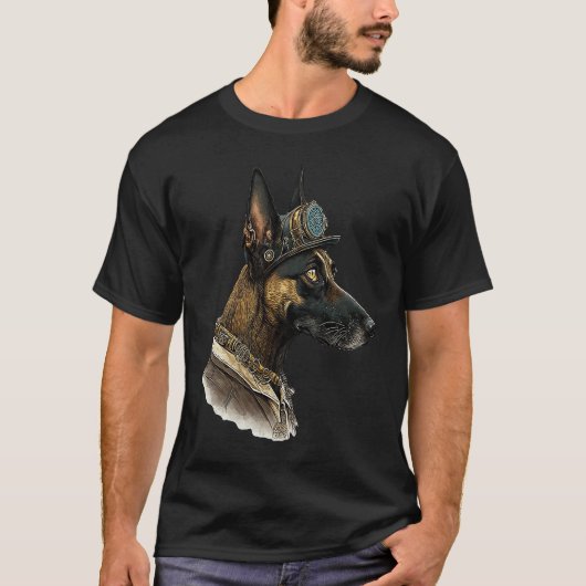 Gothic Steampunk Belgian Malinois T-shirt (Voorkant)