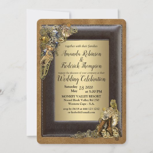 Gothic - Steampunk bruiloft op goud Kaart (Voorkant)