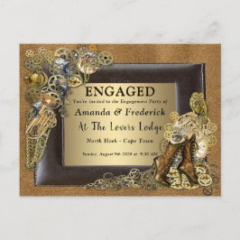Gothic - Steampunk bruiloft op Suede Verloving Uitnodiging Briefkaart