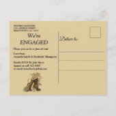 Gothic - Steampunk bruiloft op Suede Verloving Uitnodiging Briefkaart (Achterkant)