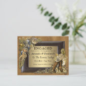 Gothic - Steampunk bruiloft op Suede Verloving Uitnodiging Briefkaart (Staand voorkant)