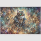 Gothic Steampunk Kat Himmelse Reis Decoupage Tissuepapier (Voorkant)