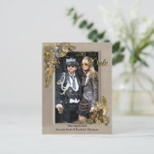 Gothic - Steampunk Leather Lijst Save the Date Aankondigingskaart (Staand voorkant)