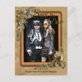 Gothic - Steampunk Op leer Save the Date Aankondigingskaart (Voorkant)
