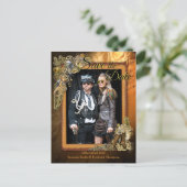 Gothic - Steampunk Op leer Save the Date Aankondigingskaart (Staand voorkant)