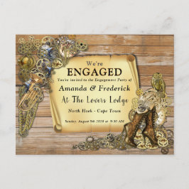 Gothic - Steampunk op Verloving hout Uitnodiging Briefkaart