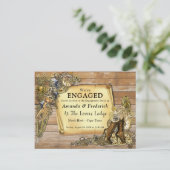 Gothic - Steampunk op Verloving hout Uitnodiging Briefkaart (Staand voorkant)