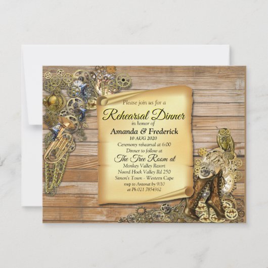 Gothic - Steampunk op Wood repetitie diner Kaart (Voorkant)