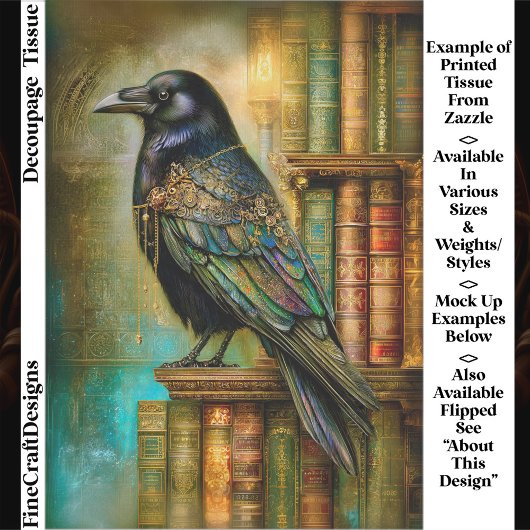 Gothic/Steampunk Raven With Antique Books ET5L Tissuepapier