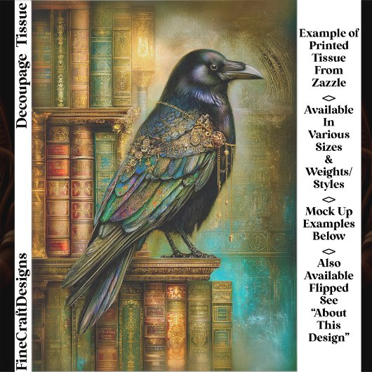Gothic/Steampunk Raven With Antique Books ET5R Tissuepapier