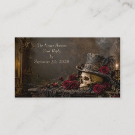 Gothic Steampunk RSVP-kaart Informatiekaartje
