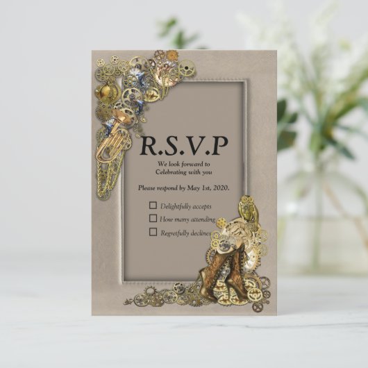 Gothic - Steampunk RSVP - Licht Lijst van leder (Staand voorkant)