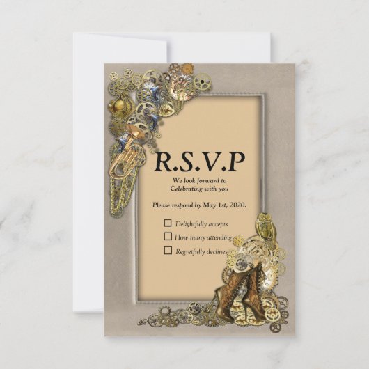 Gothic - Steampunk RSVP - Licht Lijst van leder (Voorkant)