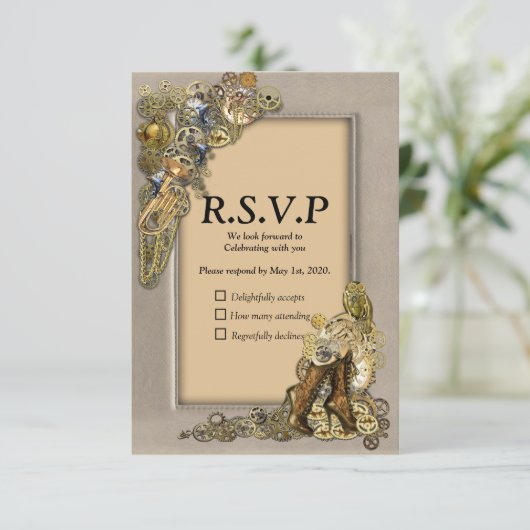 Gothic - Steampunk RSVP - Licht Lijst van leder (Staand voorkant)