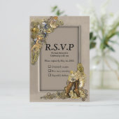 Gothic - Steampunk RSVP - Licht Lijst van leder Kaartje (Staand voorkant)