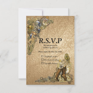 Gothic - Steampunk RSVP op Gold Leather Kaartje