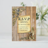 Gothic - Steampunk RSVP op hout Kaartje (Staand voorkant)