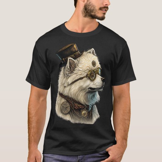 Gothic Steampunk Samoyed T-shirt (Voorkant)