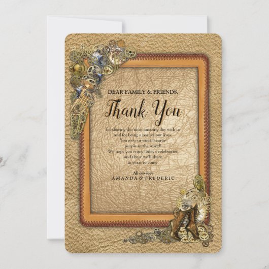 Gothic - Steampunk sculptures op leder Dank je Kaart (Voorkant)