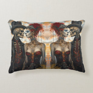Gothic Steampunk Skeleton Paar Accent Kussen
