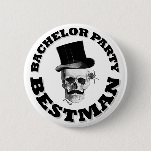 Gothic steampunk skull bachelor ronde button 5,7 cm (Voorkant)