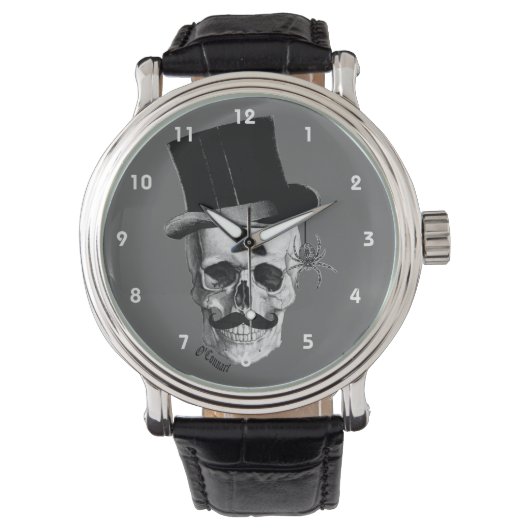 Gothic steampunk skull-herenpersonage horloge (Voorkant)