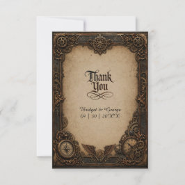 Gothic Steampunk Tandwiel Klok Bruiloft Bedankkaart