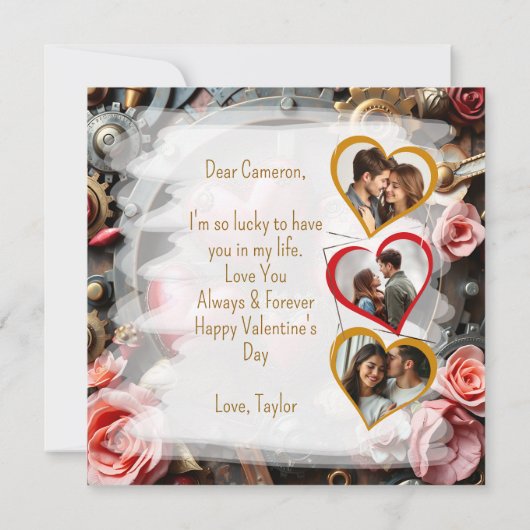 Gothic Steampunk Valentijnsdag Fototemplate Kaart (Achterkant)