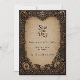 Gothic Steampunk Versnellingsklok Bruiloft Kaart