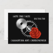 Gothic steampunk Victoriaans rozen Save the Date Aankondigingskaart (Voorkant / Achterkant)