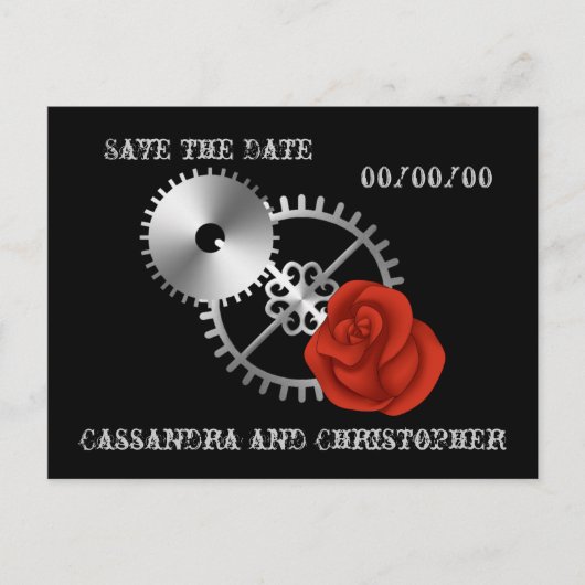 Gothic steampunk Victoriaans rozen Save the Date Aankondigingskaart (Voorkant)