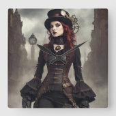 Gothic Steampunk Vierkante Klok (Voorkant)