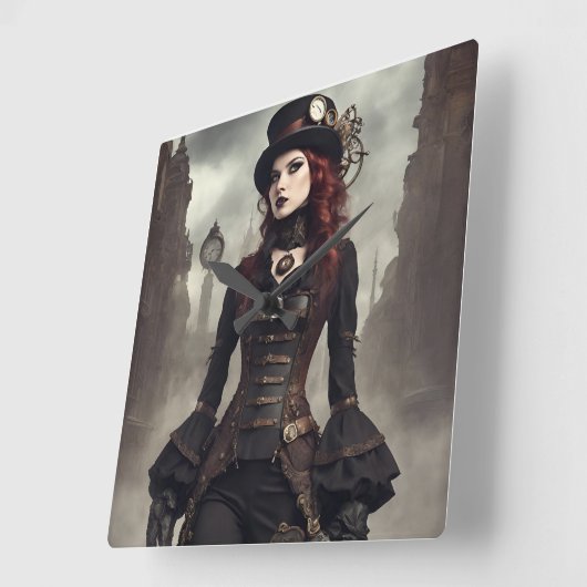 Gothic Steampunk Vierkante Klok (Hoek)