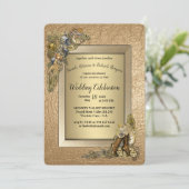 Gothic - Steampunk Wedding Op goudleer Kaart (Staand voorkant)