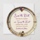 Gothic Steampunk Wedding Save the Date (Achterkant)