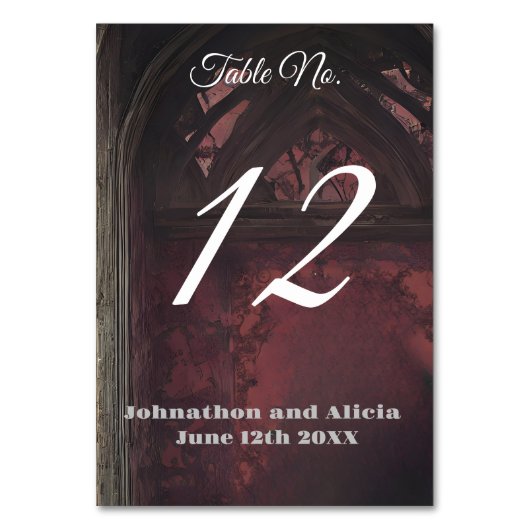 Gothic stijl bruiloft tafel decoraties Dark Moody Kaart (Voorkant)