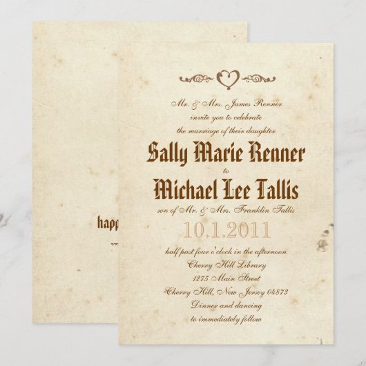 Gothic Storybook Fairytale Invitation Kaart (Voorkant / Achterkant)