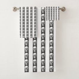 Gothic striped pattern with skulls bad handdoek