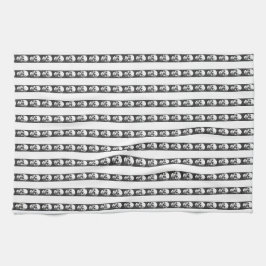 Gothic striped pattern with skulls theedoek